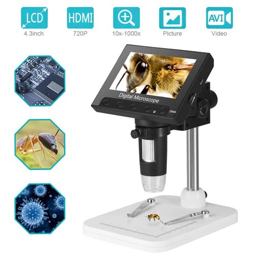 Digitaalinen mikroskooppi 12MP 7 tuuman suuri värinäyttö LCD-näyttö 1-1200X jatkuva