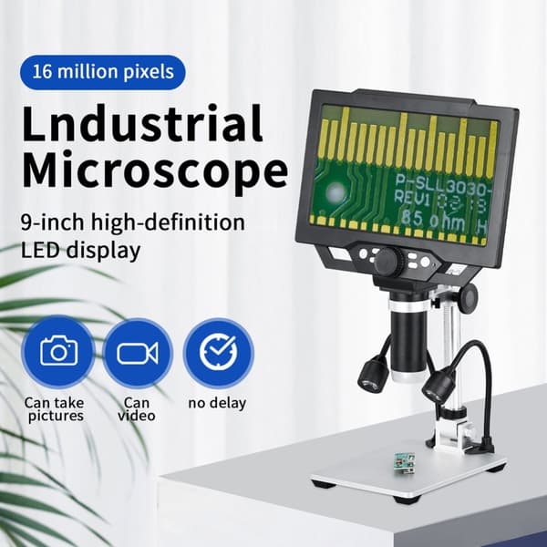 9'' Digitaalinen Mikroskooppi 12MP 1600X - Jatkuva Suurennus, Valokuva- ja Videotoisto