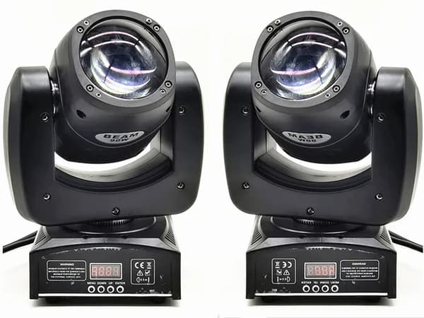 Mini Moving Headlight, RGBW-färgblandning, DMX-styrning, 2 st 90w strålkastare, EU-kontakt