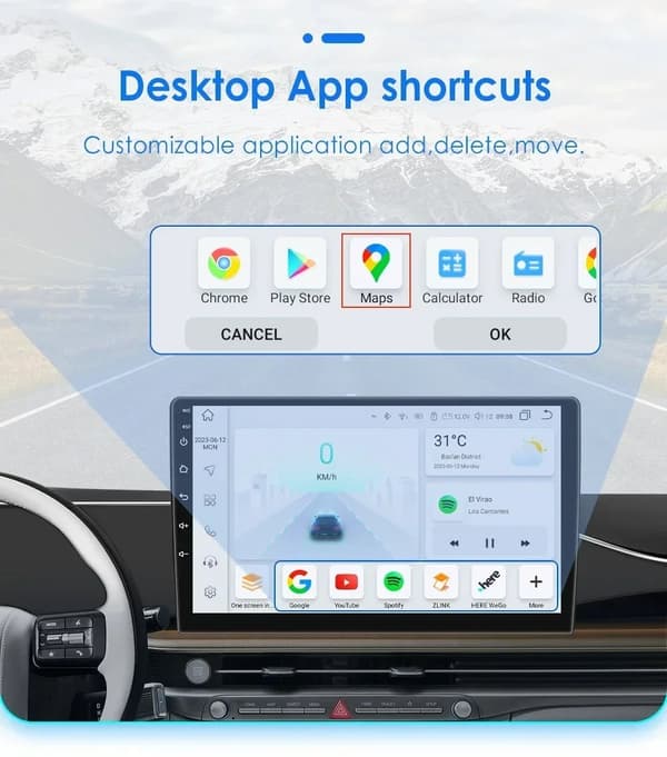 CarPlay bilradio, trådløs forbindelse, GPS-navigation, P1L-1G 16G-4cores