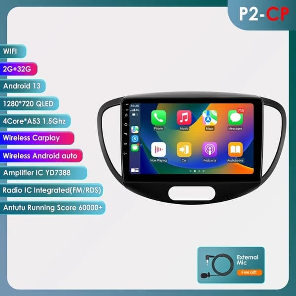 CarPlay bilradio, trådløs forbindelse, GPS-navigation, P1L-1G 16G-4cores
