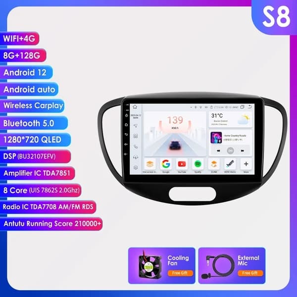 CarPlay bilradio, trådløs forbindelse, GPS-navigation, P1L-1G 16G-4cores