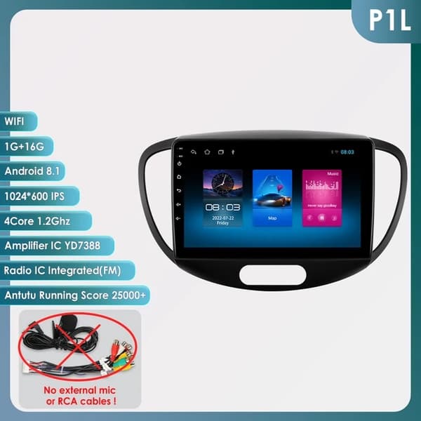 CarPlay bilradio, trådløs forbindelse, GPS-navigation, P1L-1G 16G-4cores