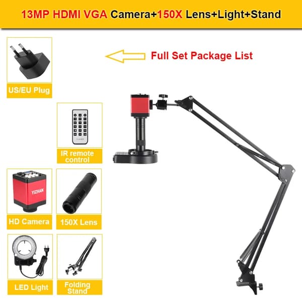 Digitaalinen mikroskooppi, 150X suurennuslasi, HDMI-ulostulo,VGA HDMI Täydellinen Setti