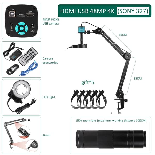 Digitaalinen mikroskooppi, 48MP HDMI-kamera, 150x suurennusmahdollisuus,SONY 327 XHU4002