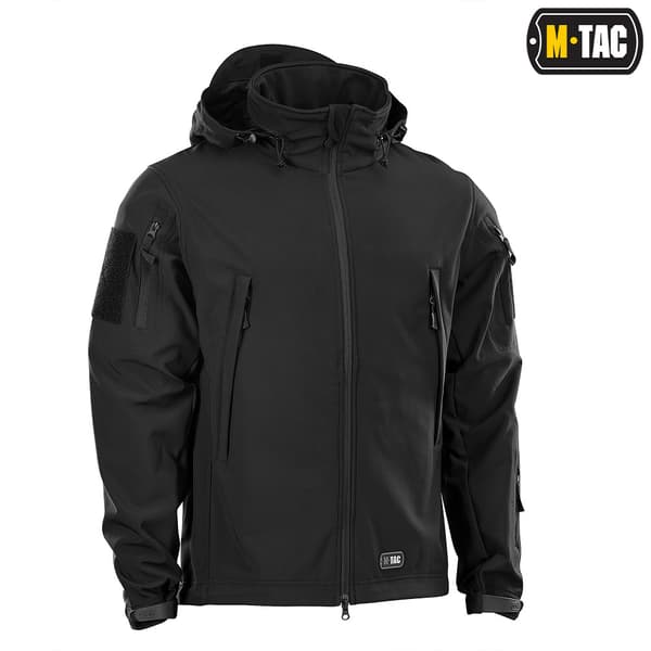 M-Tac 20201002 Isoleret Soft Shell-jakke med hætte, sort