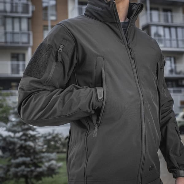 M-Tac 20201002 Isoleret Soft Shell-jakke med hætte, sort