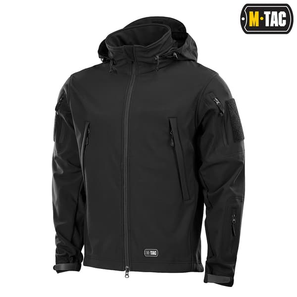 M-Tac 20201002 Isoleret Soft Shell-jakke med hætte, sort