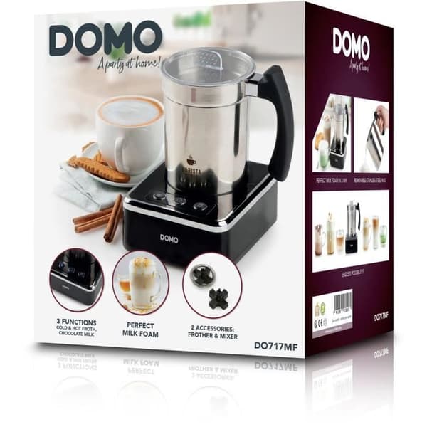 Mjölkskummare - DOMO - DO717MF - 650 W - 230 ml - 3 funktioner - Klar på 3 minuter - Rostfritt stål