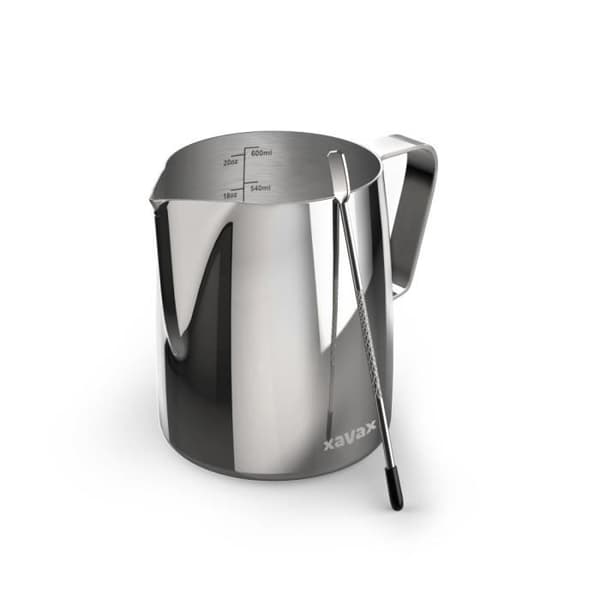 Mug för barista med latte art-penna, rostfritt stål, 600ml, silverfärgad