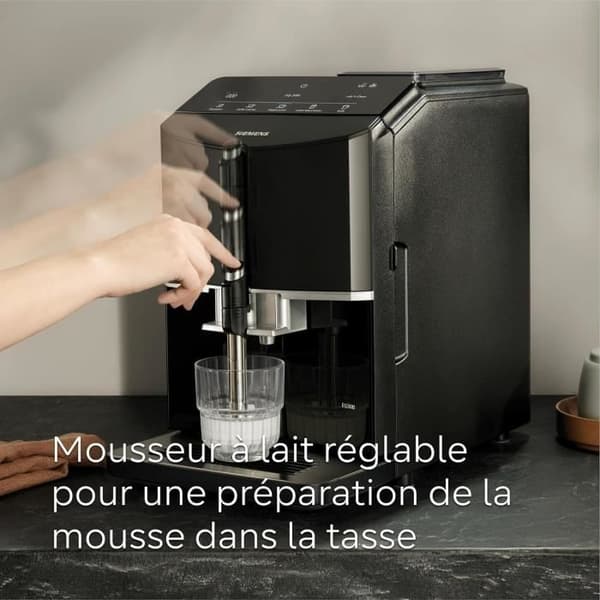 SIEMENS Helautomatska kaffe-maskin EQ300 ceramDrive milkPerfect svart piano TF301E19