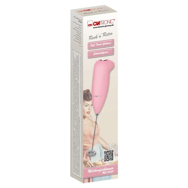 Mjölkskummare - Clatronic - MS 3089 - Rosa - Soft-touch hölje - Batteridrift