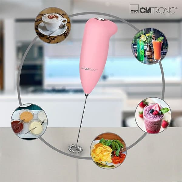 Mjölkskummare - Clatronic - MS 3089 - Rosa - Soft-touch hölje - Batteridrift
