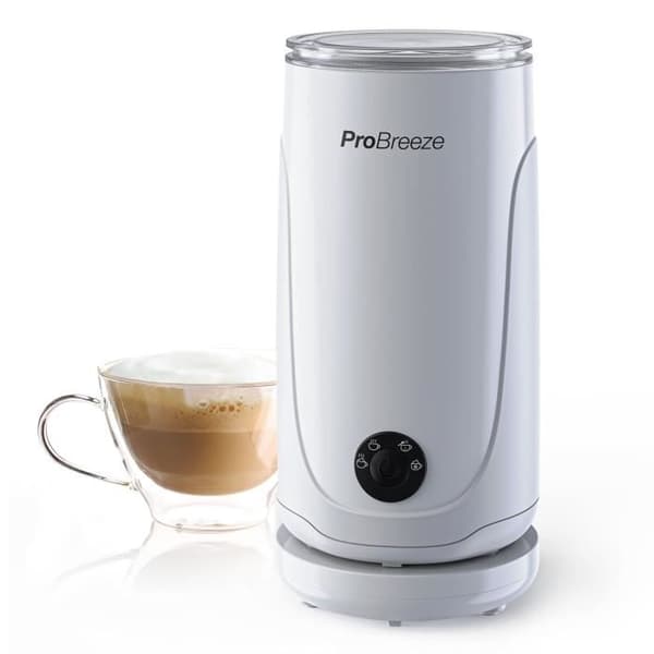 Pro Breeze 4-i-1 varm och kall elektrisk mjölkskummare - för cappuccino, varm choklad, frappéer - vit