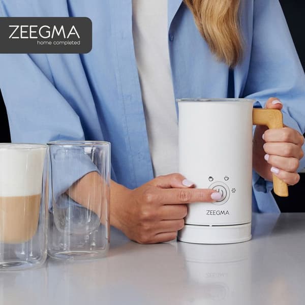 Mjölkskummare - ZEEGMA - Milkee - 4 lägen - 500 W - 240 ml - Vit/Trä