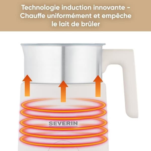 Mjölkskummare - SEVERIN - SM 3589 - 500 W - Rostfritt stål/Beige - 400 ml