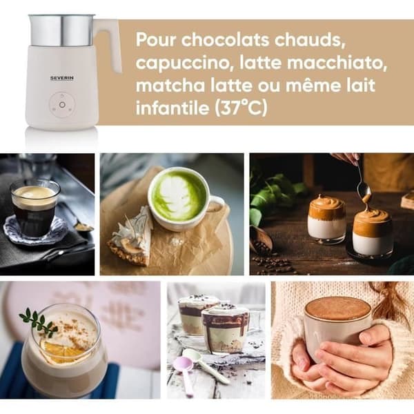 Mjölkskummare - SEVERIN - SM 3589 - 500 W - Rostfritt stål/Beige - 400 ml