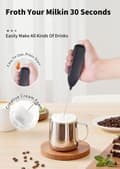 Miniatyrbild 7 av 11: Lollanda Handhållen elektrisk mjölkskummare med batteridrift – 10000 RPM visp med stativ, perfekt för kaffe, matcha
