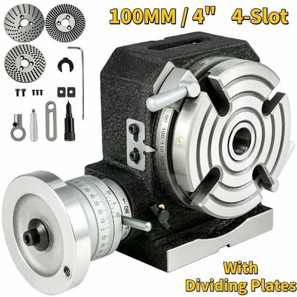 4"/100 MM 4-spår vertikalt och horisontellt roterande bord med Skiljeplattor för fräsmaskin, högkvalitativ gjutning, hög precision, enkel justering