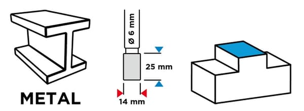 HM metalskærer, type A (cylindrisk), 14 x 25 mm, skaft 6 x 45 mm