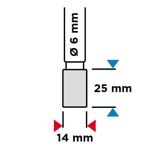 HM metalskærer, type A (cylindrisk), 14 x 25 mm, skaft 6 x 45 mm