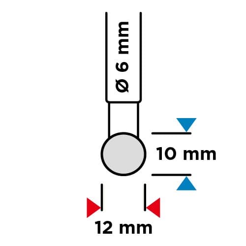 HM metalskærer, type D (sfærisk), 12 x 10 mm, skaft 6 x 45 mm