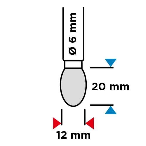 HM metalskærer, type E (oval), 12 x 20 mm, skaft 6 x 45 mm