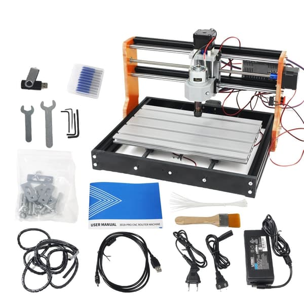 CNC 3018 Plus Opgraderingskit, Alumina Legeringsmetalramme, Nema17 42 Stepper,Med 7W laser, Bare maskine, 110-220V