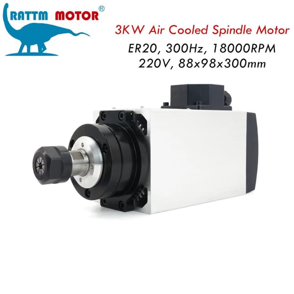 3KW Luftkølet Spindelmotor, Høj Hastighed 18000 RPM, Præcisions Udsving Mindre end 0,05 mm,Bare Spole