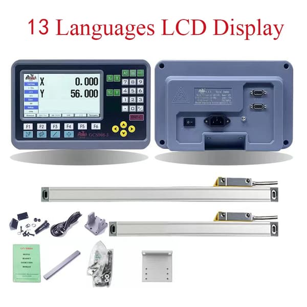 2-axlig LCD DRO-kit, hög upplösning, stöd för flera språk,GCS908-2 LCD DRO KIT