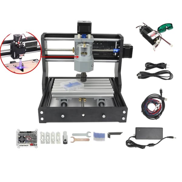 Pieni CNC-kone, GRBL-ohjaus, PCB-jyrsintäkone, 25W laserilla