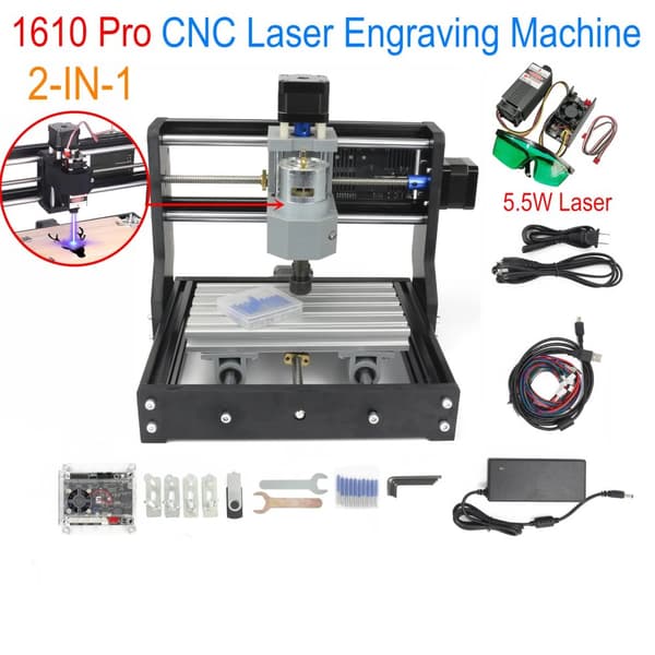 Mini CNC-maskine, GRBL-styring, PCB-fræsemaskine, Med 5,5W laser