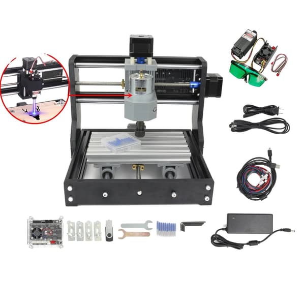 Mini CNC-maskine, GRBL-styring, PCB-fræsemaskine, Med 5,5W laser