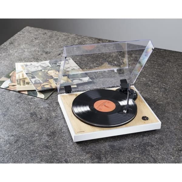 THOMSON TT301 - 33 och 45 rpm designer skivspelare - Audio-Technica AT3600L uppspelningshuvud - Trä och vitt