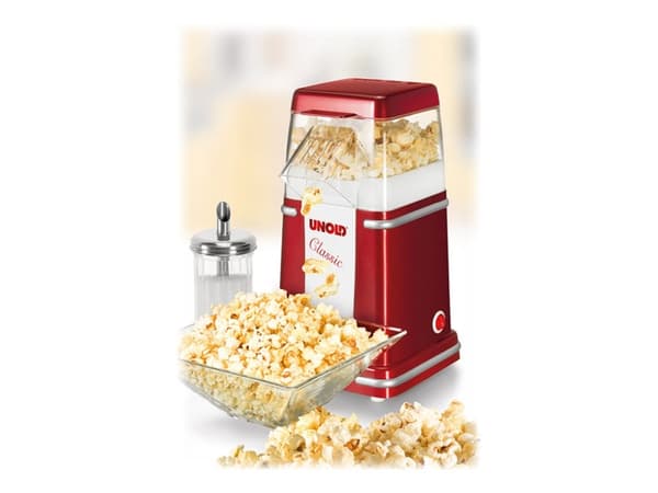 UNOLD 48525 - Popkornmaker - 900 W - metallisk rød / sølv / hvit