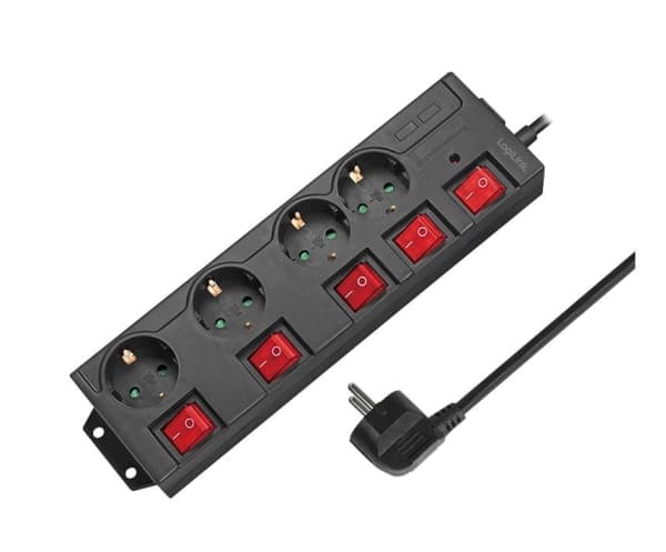 LogiLink LPS251, 1,5 m, 4 AC-pistorasia(a), Sisätila, Tyyppi F, Type F (CEE 7/4), IP20