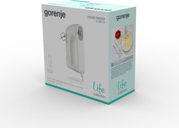 Gorenje 733349, Håndmikser, Hvit, Vispe, Miksing, 1,3 m, Knapper, Plast
