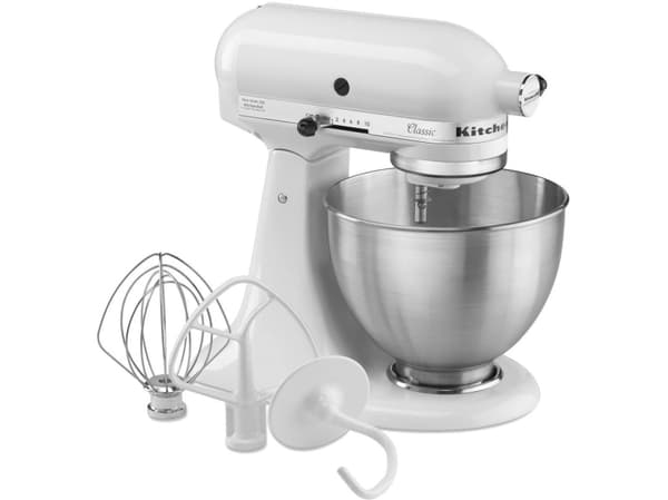 KitchenAid 5K45SSEWH Seisova tehosekoitin 275 W Metallinen, Valkoinen