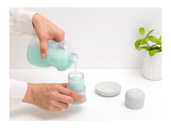 Brabantia - Soap dispensing dish brush - polyester - ljusgrå