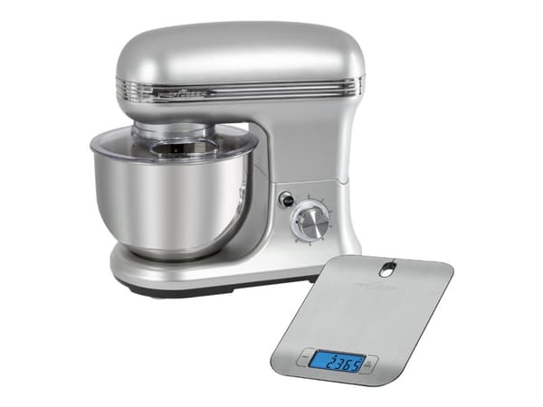 ProfiCook PC-KM 1222 W - Blander - 5 liter - 1.2 kW - rustfritt stål / sølv - med PC-KW 1221 kitchen scales