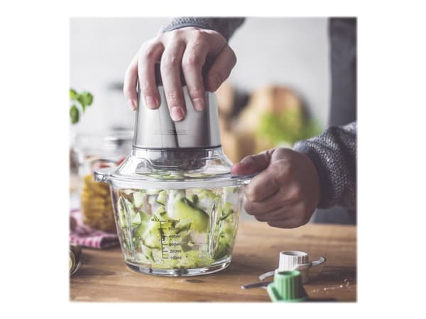 Gastroback Design Mini Chopper Plus elektroninen ruoanpilkkoja 0,6 L 400 W Ruostumaton teräs, Läpinäkyvä