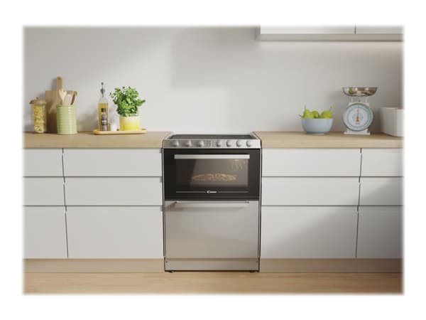 Candy TRIO TRIOVXNT/1 - Komfyr - frittstående - bredde: 60 cm - dybde: 60 cm - høyde: 86.5 cm - delicate silver med oppvaskmaskin