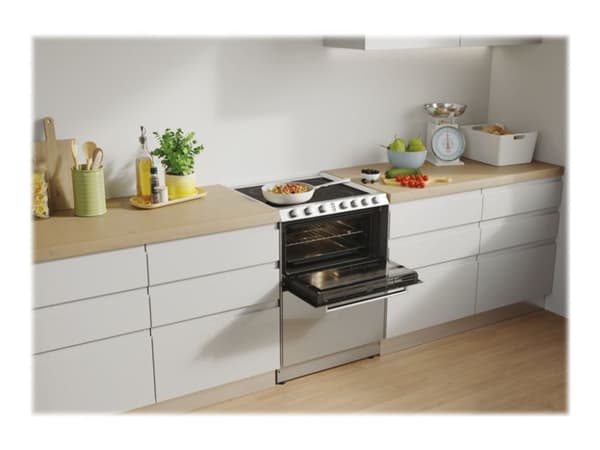 Candy TRIO TRIOVXNT/1 - Komfyr - frittstående - bredde: 60 cm - dybde: 60 cm - høyde: 86.5 cm - delicate silver med oppvaskmaskin