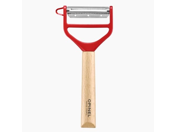 Opinel T-Duo, Hedelmät ja vihannekset, Y-kuorija, Ruostumaton teräs, Punainen, Puu
