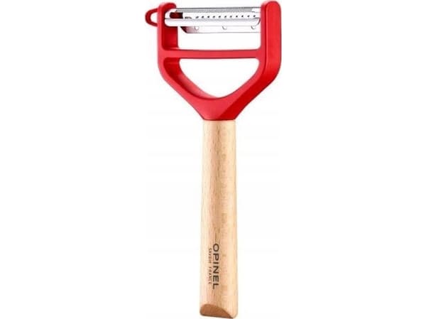 Opinel T-Duo, Hedelmät ja vihannekset, Y-kuorija, Ruostumaton teräs, Punainen, Puu