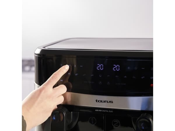 Taurus Air Fry Digital Duo, Varmluftsfrityr, 9 l, 50 °C, 200 °C, 60 min, Dobbel