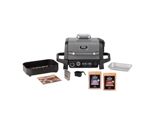 Ninja Woodfire Outdoor Grill, Musta, Metalli, Muovi, Ruostumaton teräs, Suorakulmainen, Parila, 1 alue(tta), 260 °C