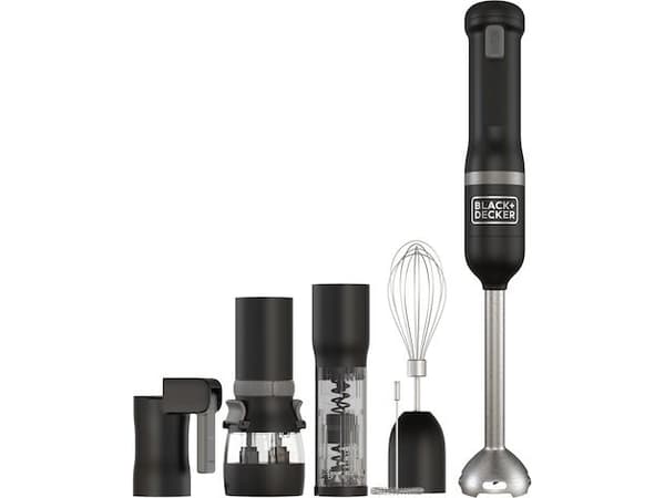 Black & Decker Black + Decker Stabmixer 6er Kit schwarz, Handmixer, Svart, Mixning, 0,7 l, Knappar, Plast, Rostfritt stål