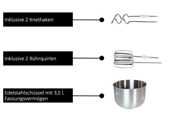Unold 78720, Håndmikser, Hvit, Vispe, Elte, Miksing, Omrøring, Whisking, 0,9 m, 3,5 l, Rotasjon
