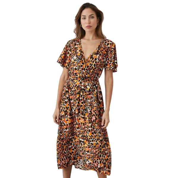 Principles Womens/Ladies Leopard Print Wrap Dress Orange 14 UK